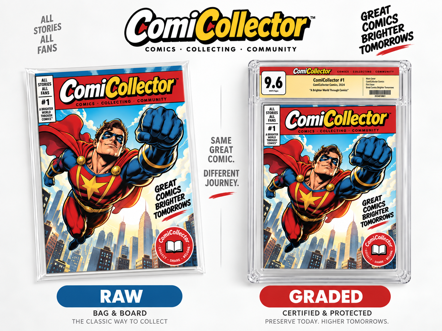 Raw comic compared with graded comic showing how condition affects comic book value